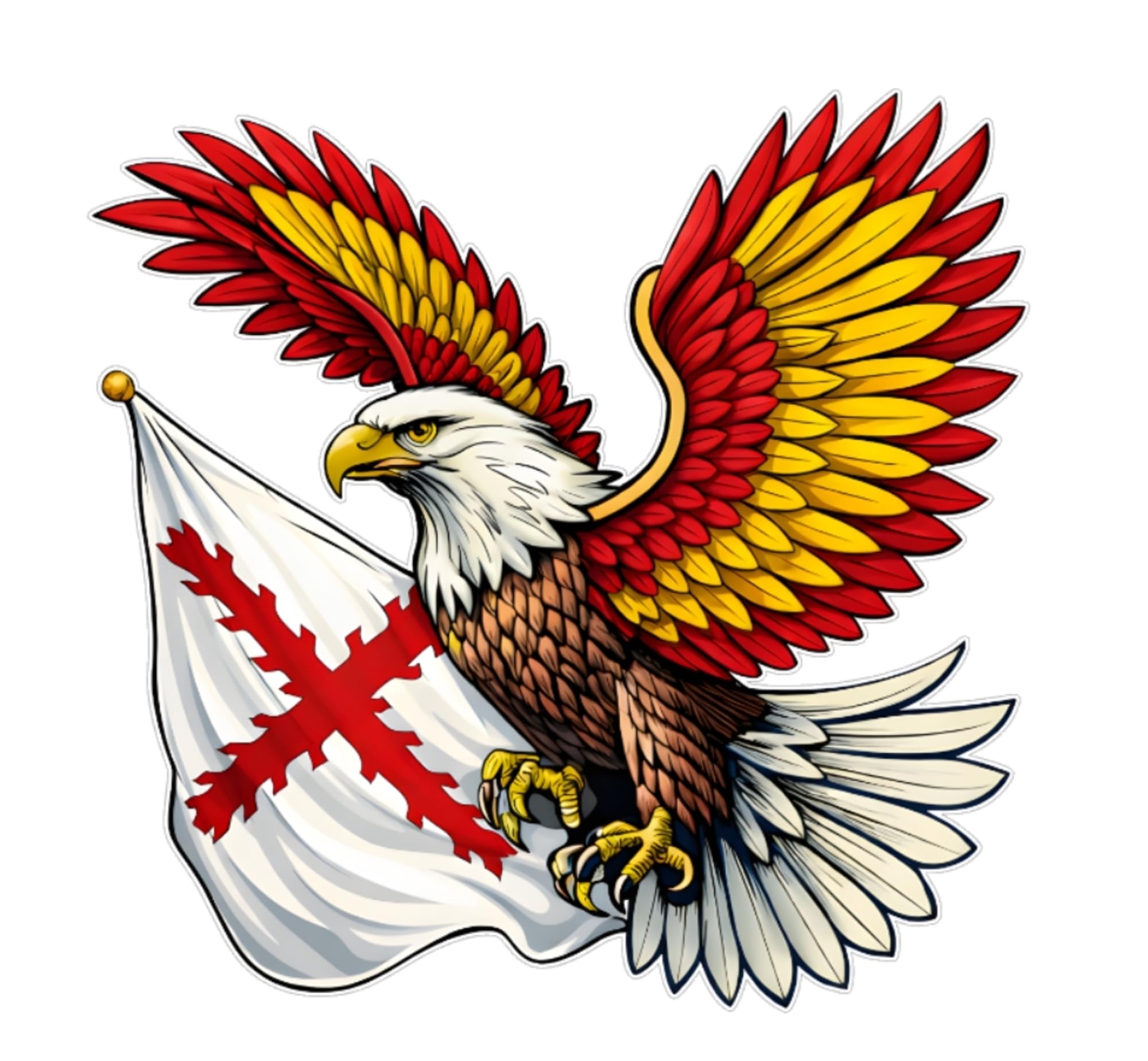 Pegatina Vinilo Águila con Alas de España y Bandera de Borgoña para Moto Coche Casco Laptop Resistente Agua UV Tintas Ecosolventes (11 X 10,5 CM) - 2