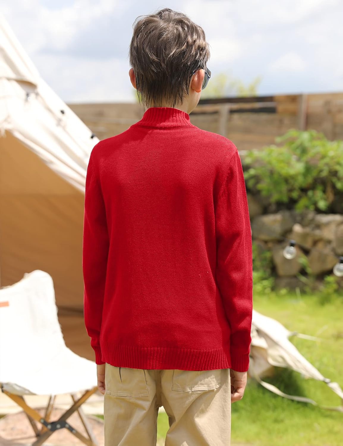 ADUKIDE Boys Solid Knitted Pullover Sweater Color Block Casual Quarter Zip Long Sleeve Half Turtleneck Sweatshirt 3-12 Years: Clothing, Shoes & Jewelry