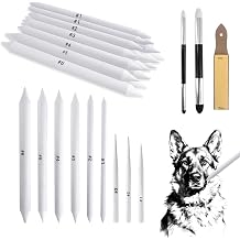 291 Pcs Blending Stump and Tortillion Set, Pencil Sketch Paint Tools Drawing Supplies Paper Blend Stumps Art Blenders with 2 Sponge Pen and 1 Sandpaper Board for Student Shading Drawing Assorted