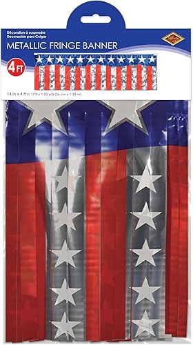 Miniatura 5 de FR Metallic Stars & Stripes Fringe Banner Party Accesorio (1 unidad) (1/paquete)