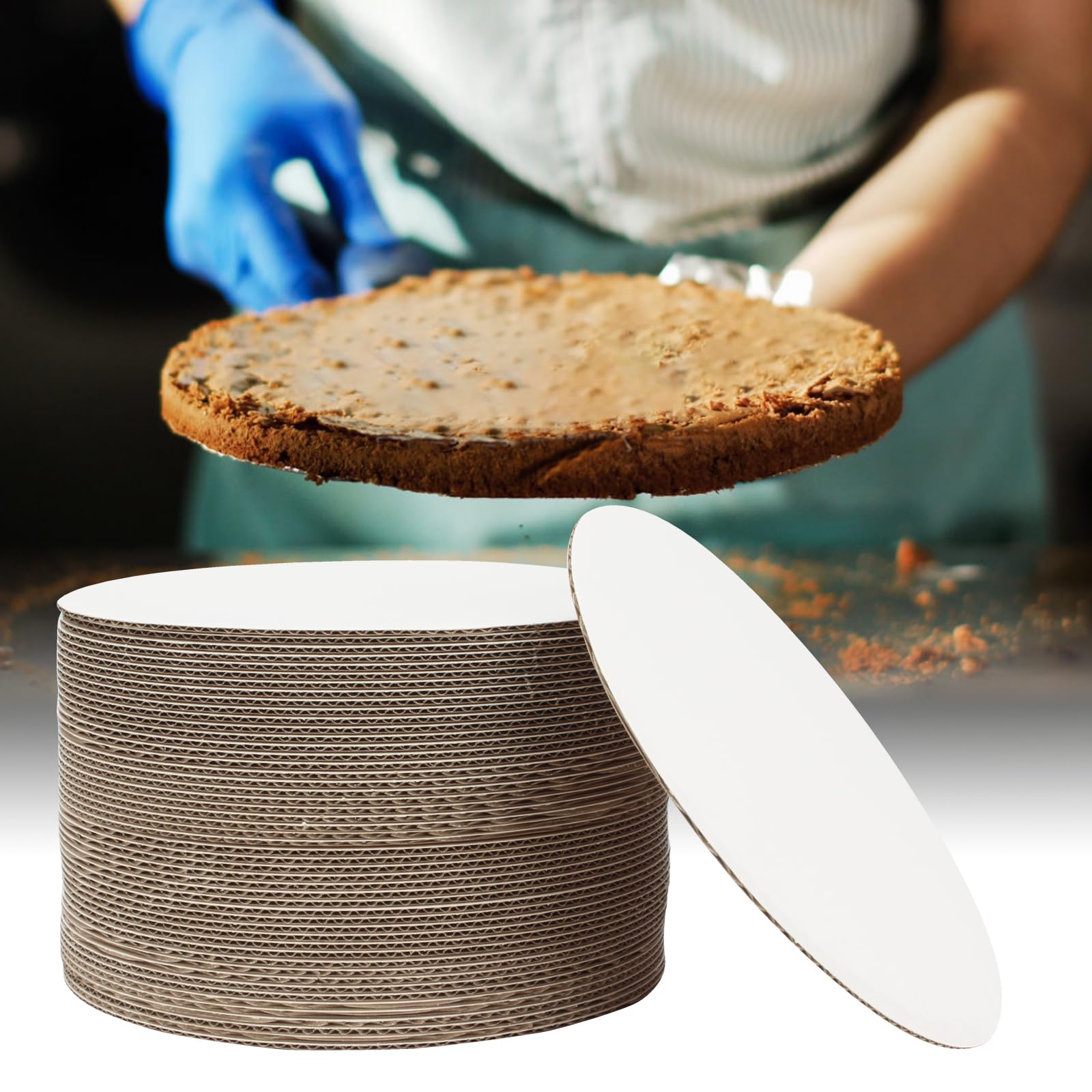Tabla redonda blanca de 10 pulgadas, bandeja desechable para tartas, base circular para tartas, placa de pizza, suministros para pasteles, accesorios para postres y pasteles, paquete de 25 (10