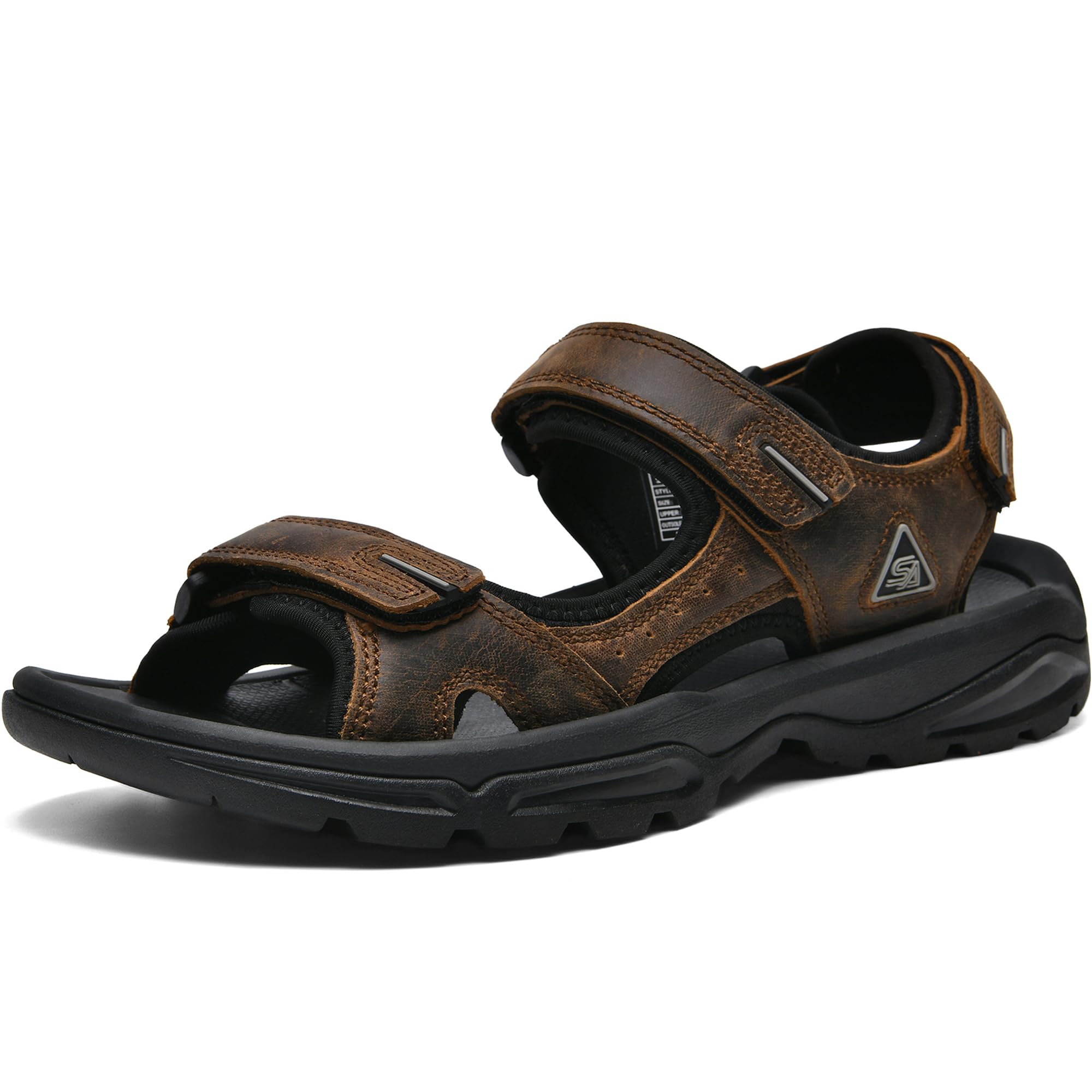 Men's Leather Athletic Sandals Hiking Shoes EVA Cushion Foam Midsole With Arch support Rugged Durabrasion Rubber Outsole