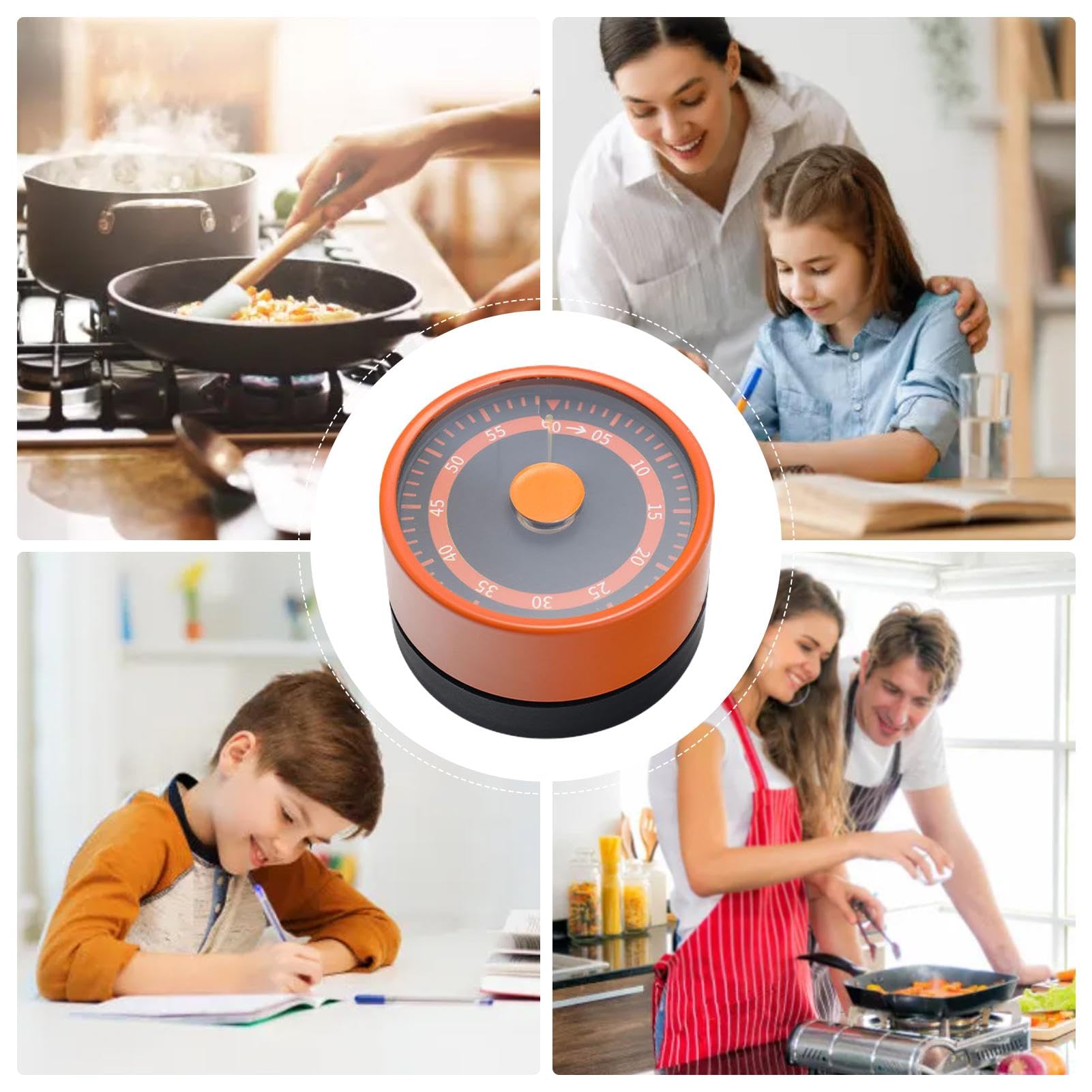 Timer Da Cucina Meccanico - Acciaio Inox, 60 Minuti, Carica Manuale, Allarme Forte - Foto 10