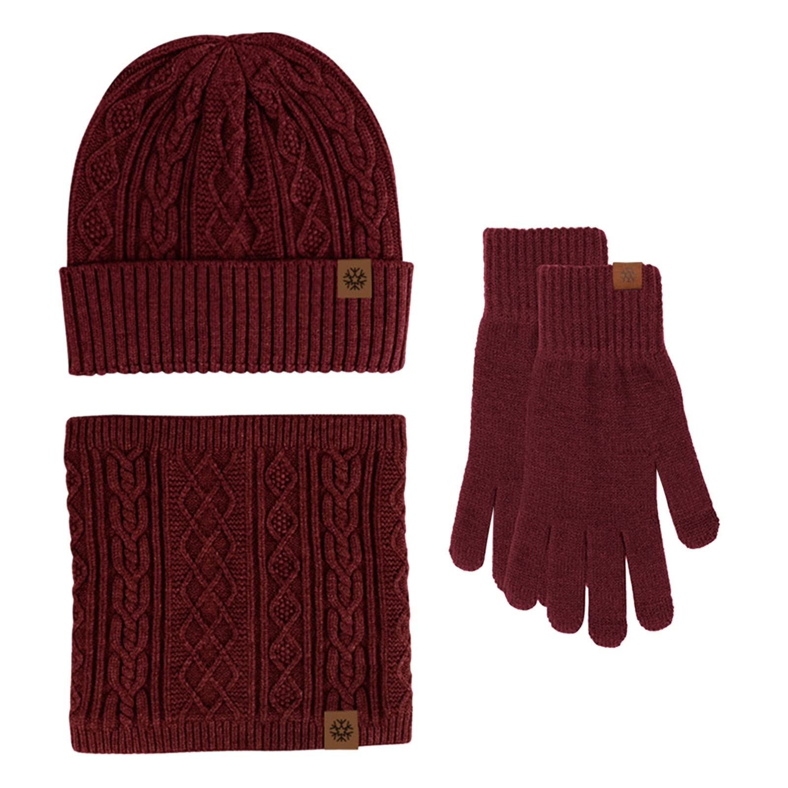 Mütze Schal Handschuhe Set Fleece Warm Knit Neck W Produktbild-Vorschau 2