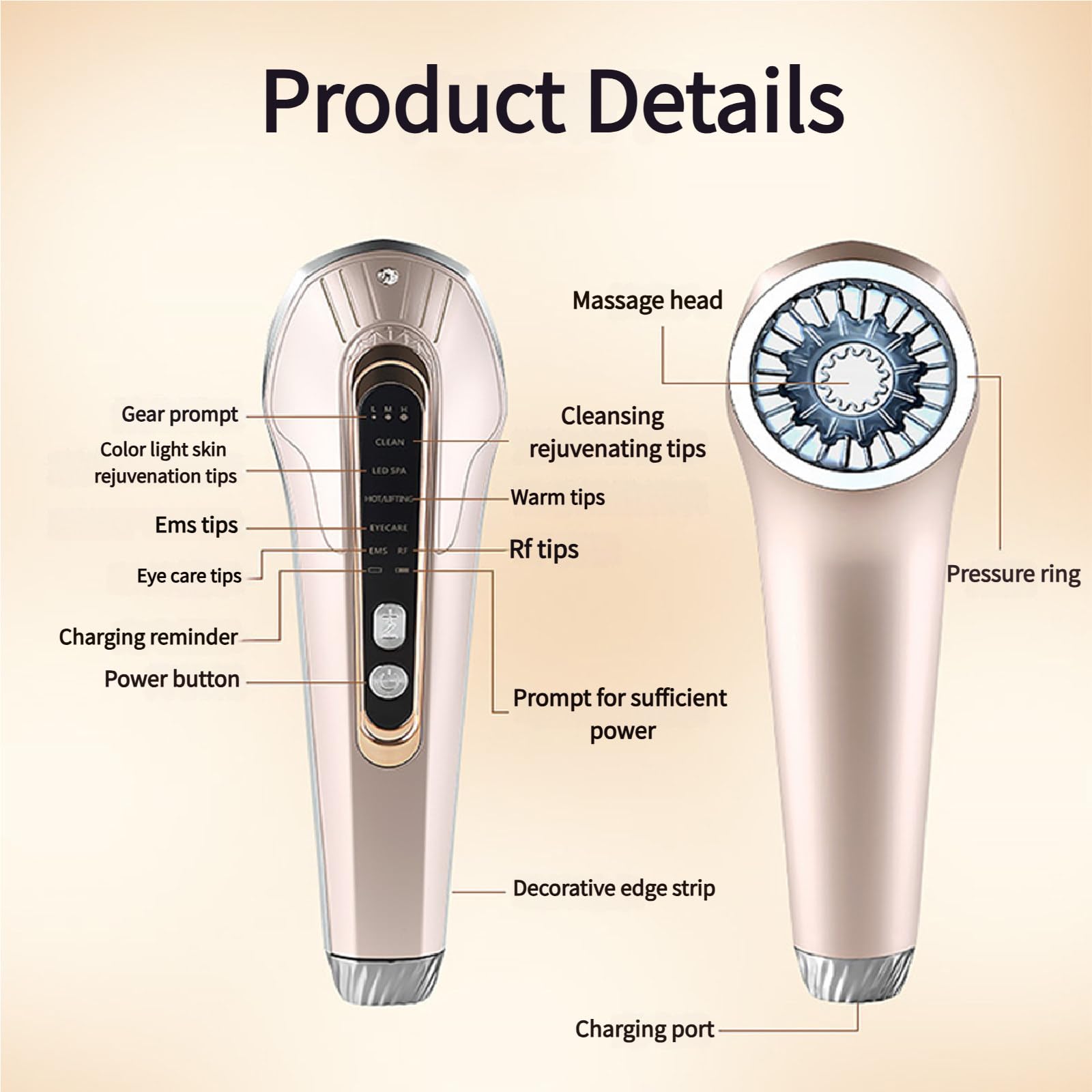 Appareil de Soin du Visage à Micro-Courant, Appareil de Massage pour Le Visage, raffermissement de la Peau, élasticité, Lifting, Contour des Rides