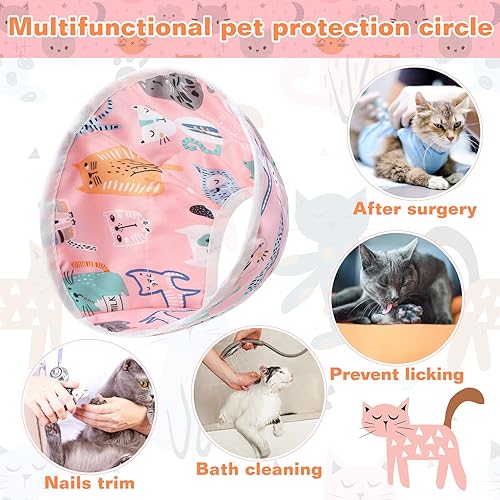 Miniatura 5 de VKPETFR Collar de recuperación de gatos collar electrónico ajustable impermeable para después de la cirugía collar de cono suave para perros y gatos