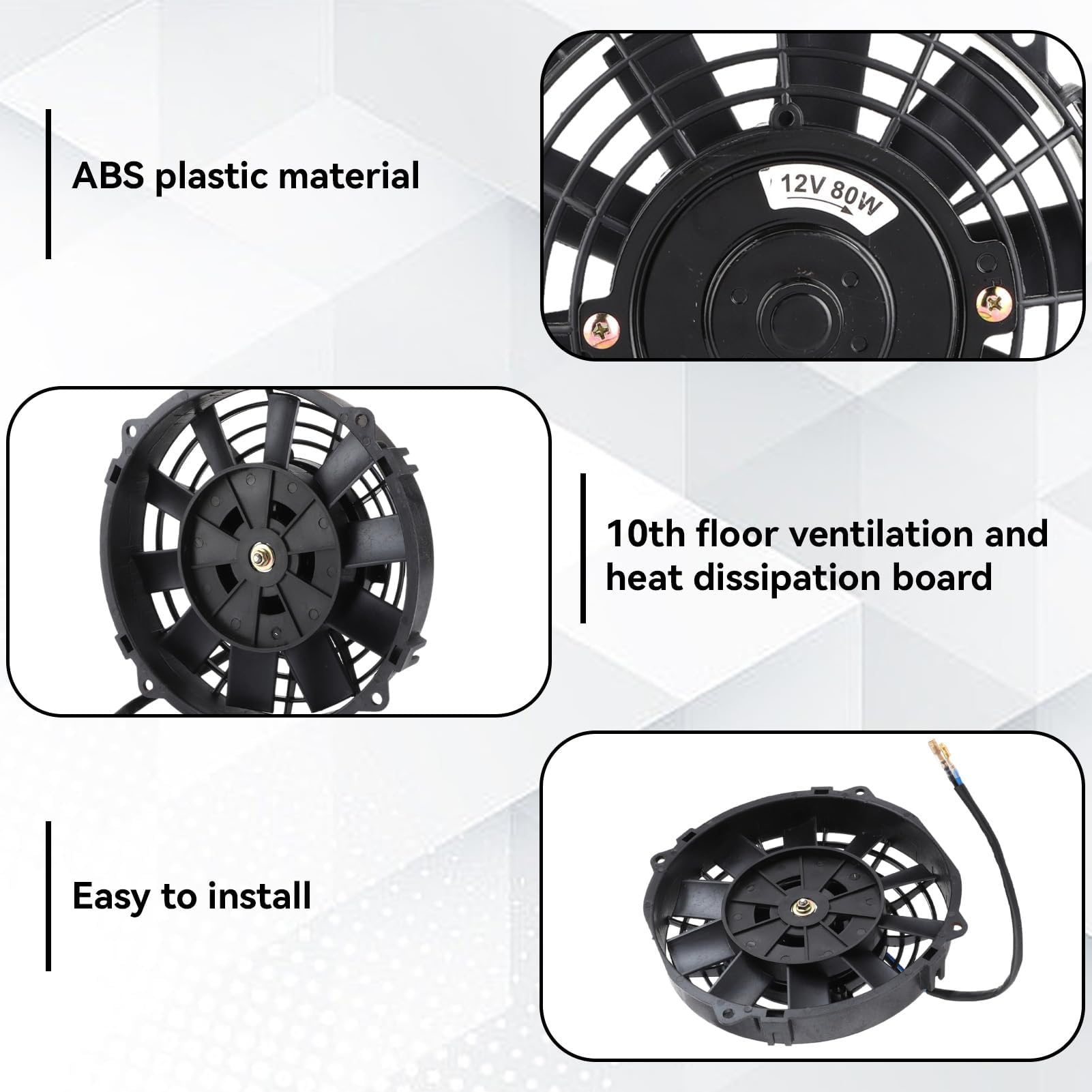 Ventilatore Elettrico Universale, Ventola Per Condizionatore D'aria da 8 Pollici Accessori Per Prestazioni Automobilistiche Per Radiatore Raffreddamento Automatico Aria Condizionata 10 Pale 12V 80W 22