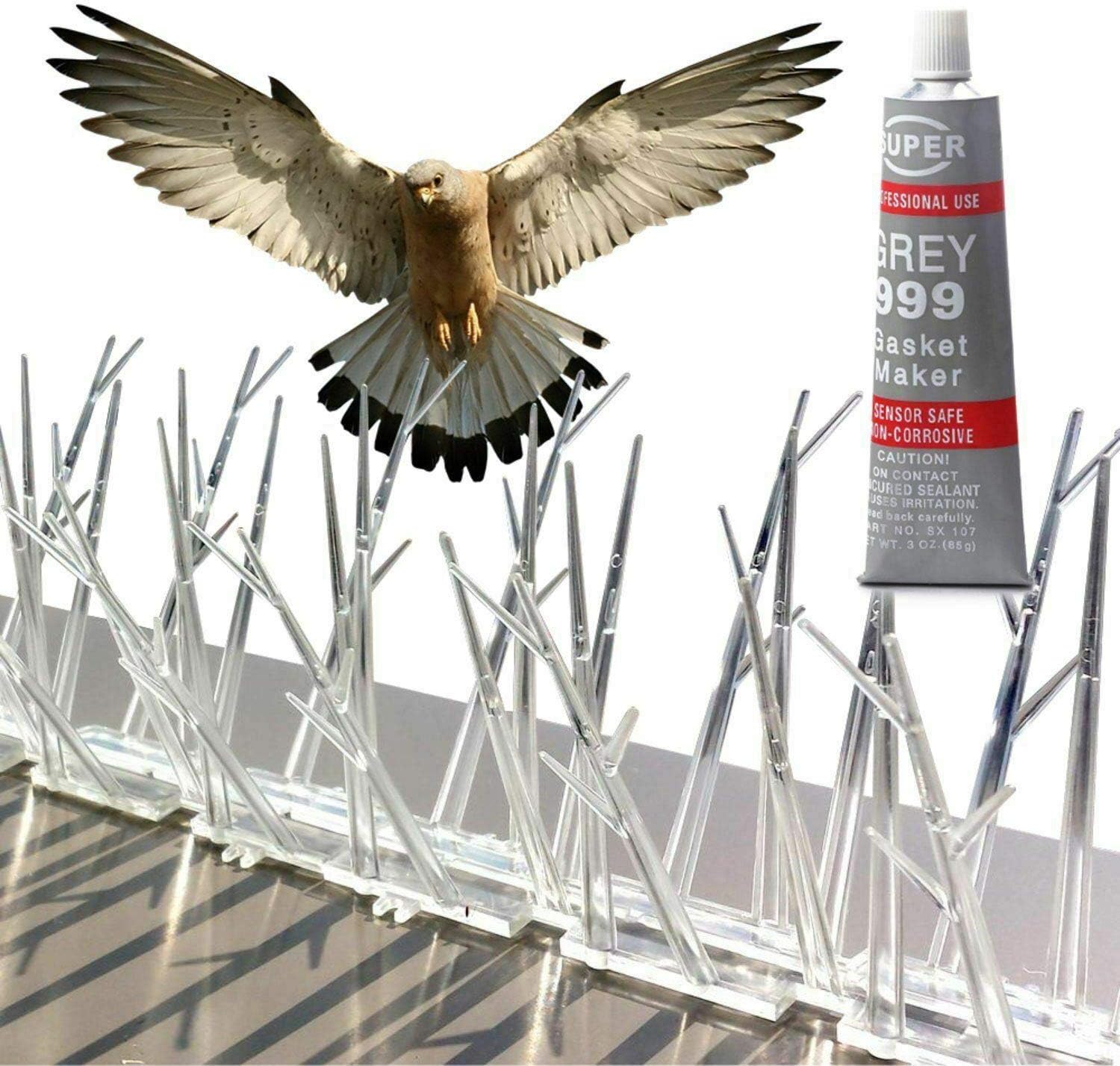 ADEPTNA Pack of 10 Polycarbonate Anti Bird Spikes Prevent Birds from