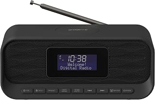 Groov-e Zeus DAB & FM Clock Radio - Dual System Alarm Clock with Bluetooth Connectivity, Wireless Charging, & USB Charging Port - LCD Display - Mains Operated - 60 Preset Stations - Black