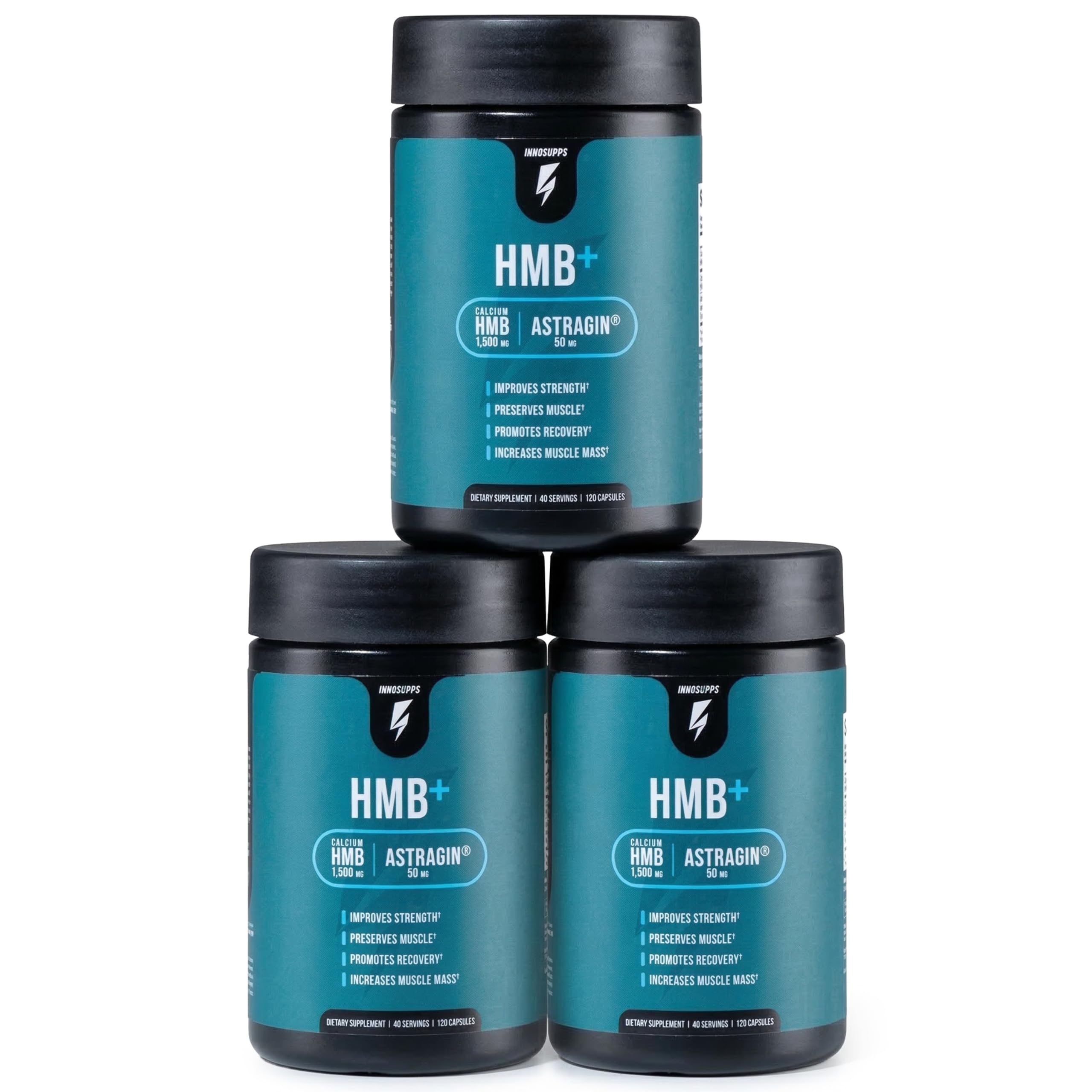 InnoSupps HMB+, 1500mg HMB Supplement, 50mg Astragin, 120 Servings