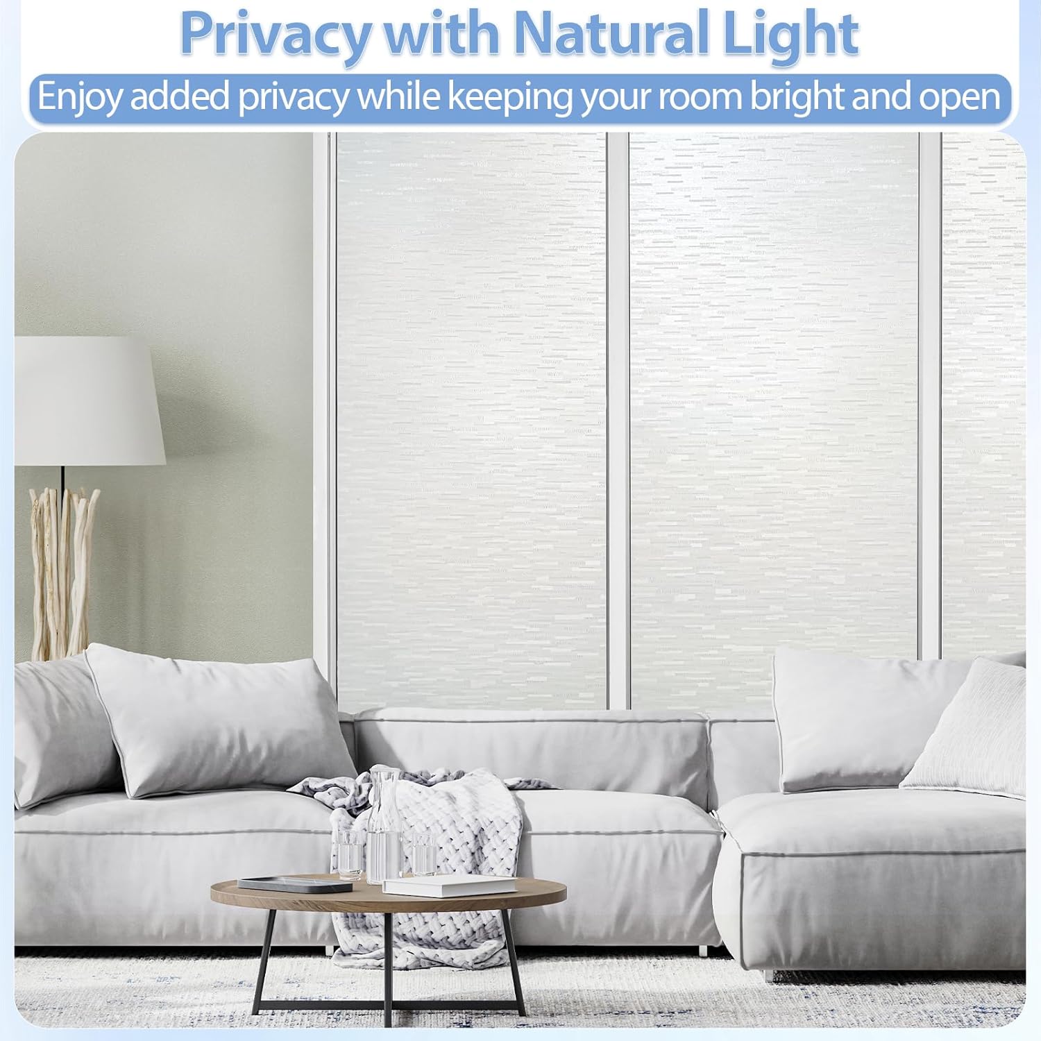 GTJ Frosted Glass Window Privacy Film, Static Cling Film No Glue Removable Reusable, UV Blocking Glare & Heat Reduction, for Bathroom, Door Glass, Home Office, White, 23.6 x 157.5 inches