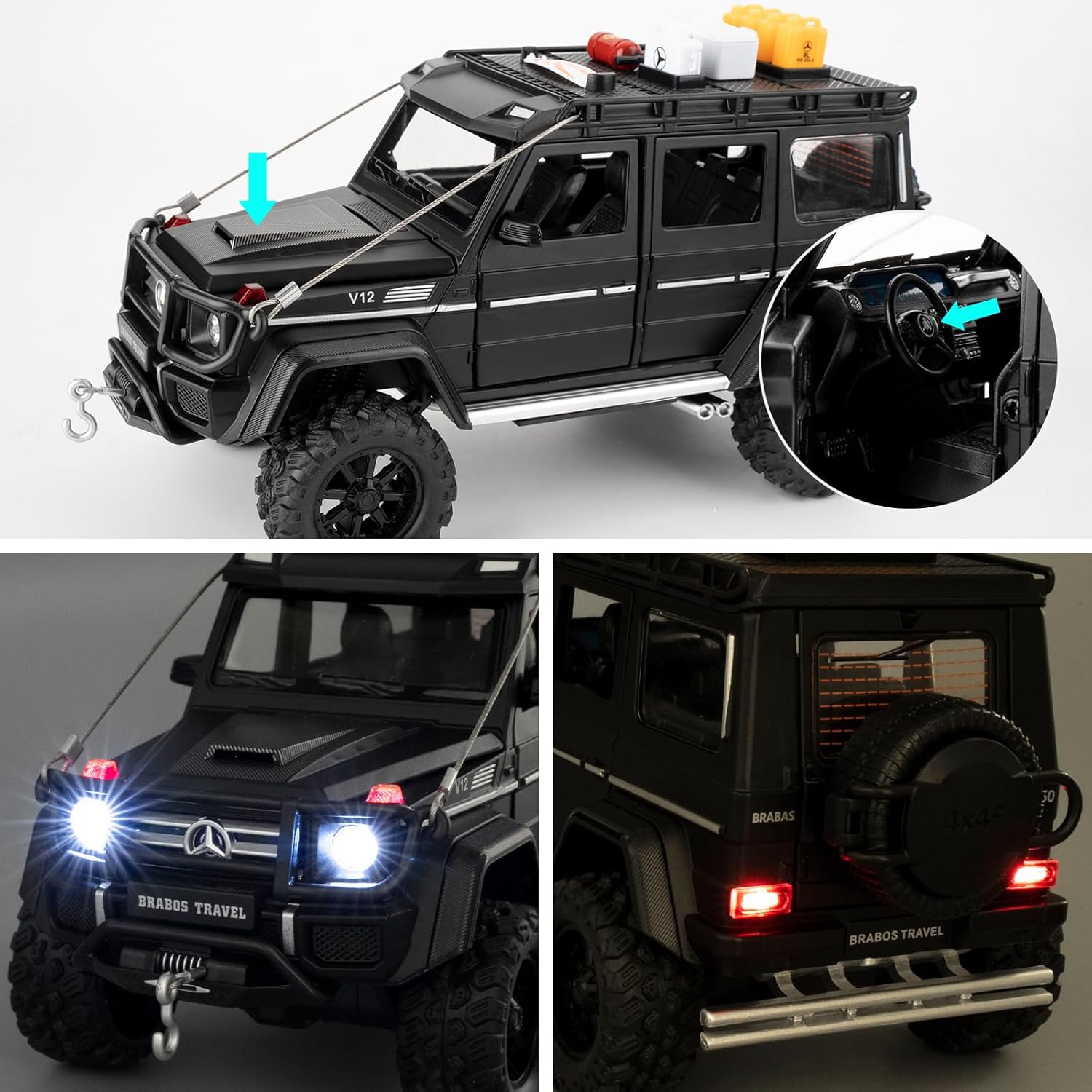 1:24 G550 Car Model with Pullback Function, Children's Toy Car with Light and Sound, Collector Car Model, Gift for Boys and Girls (Black
