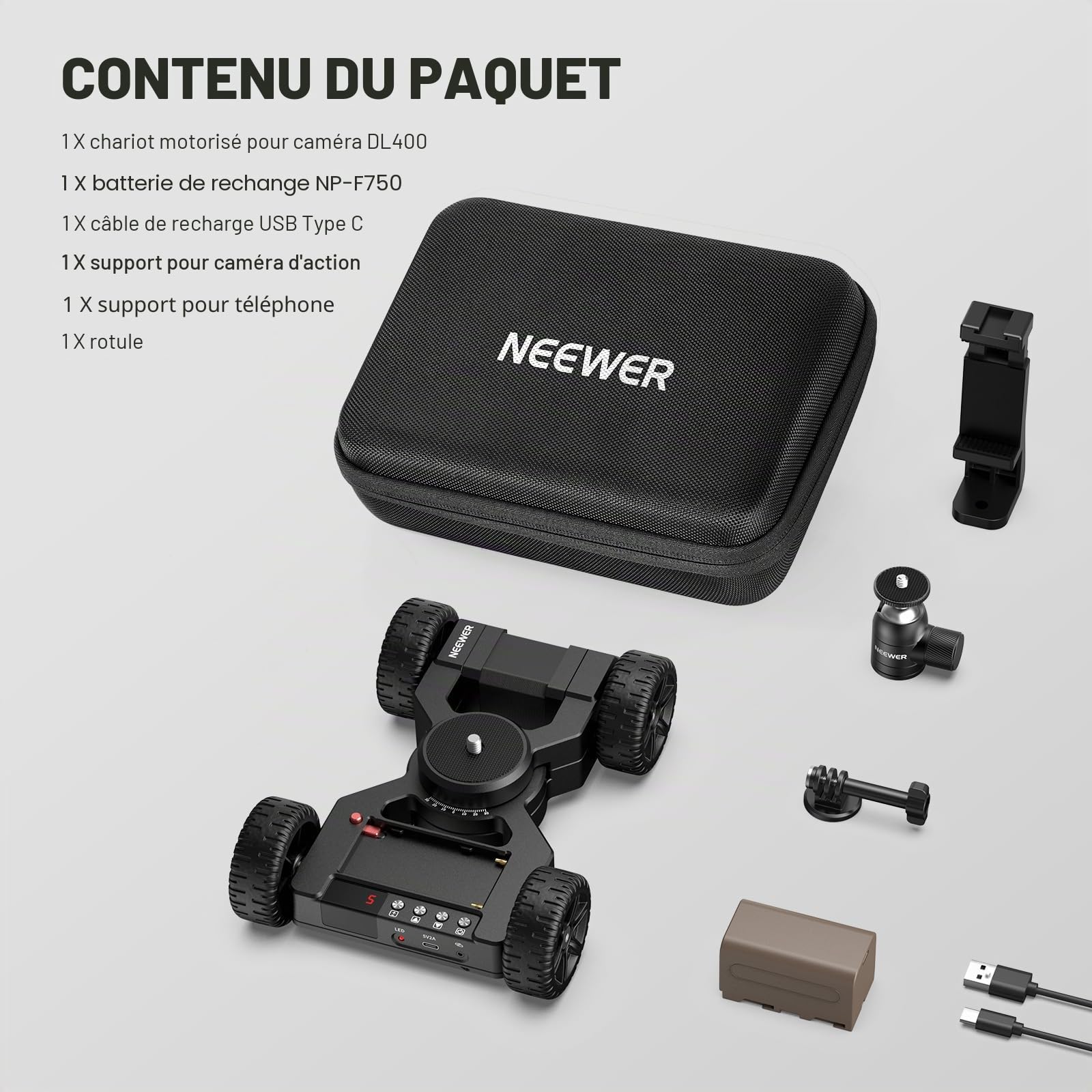 NEEWER Slider Dolly Motorisé pour Caméra DL400 Amélioré avec Contrôle App,Double Puissant Moteur Ultra Silencieux,5h Durée,Compatible avec GoPro iPhone Android Samsung SmartphoneDSLR Caméra Camcorder