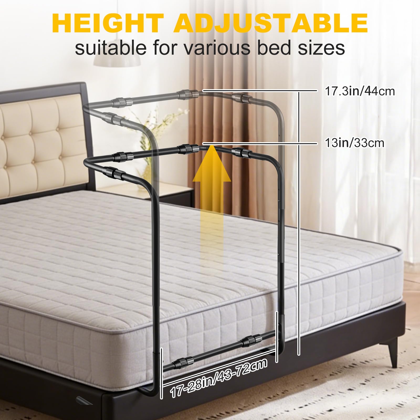 Elevador de Mantas para Pies, Elevador de Sábanas, Altura (22''-27'') y Ancho (13''-17.3'') Ajustables, Cuna de Cama Ajustable, Para Que la Manta No Presione Sus Pies