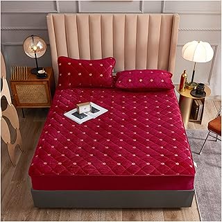 Protector de colchón de, sábanas Ajustadas Twin Queen Tamaño Completo King, cómodos Protectores de colchón de Color sólido y Transpirable Hojas de Cama Ajustadas de Bolsillo Extra Profundo (marrón,