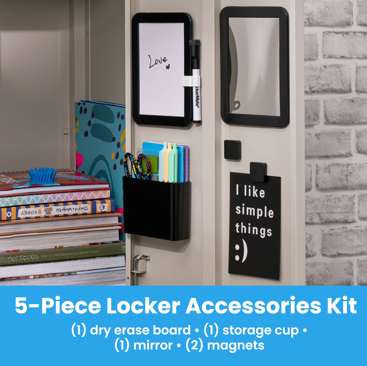 Locker Organizer LockerMate 7 Piece Tall Wire Locker Kit With Magnets ...