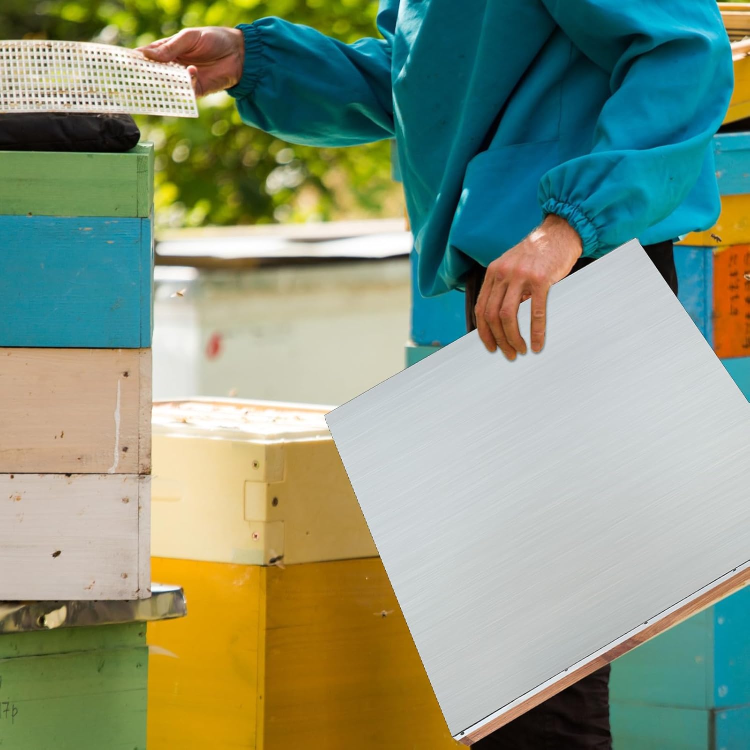 3 Pcs Telescoping Bee Hive Cover 10 Frame Bee Hive Metal Cover for Beekeepers the Rain from Getting into the Part