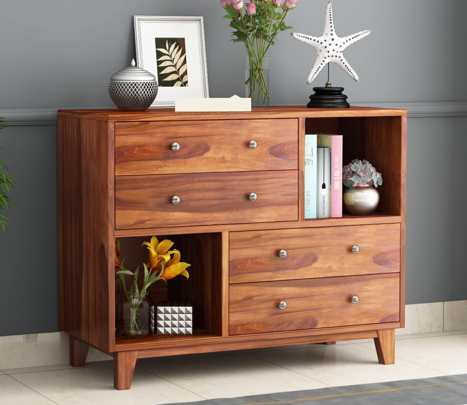 Buy KUSUM HANDICRAFTS Solid Sheesham Wood Wooden Chest of Drawers with ...