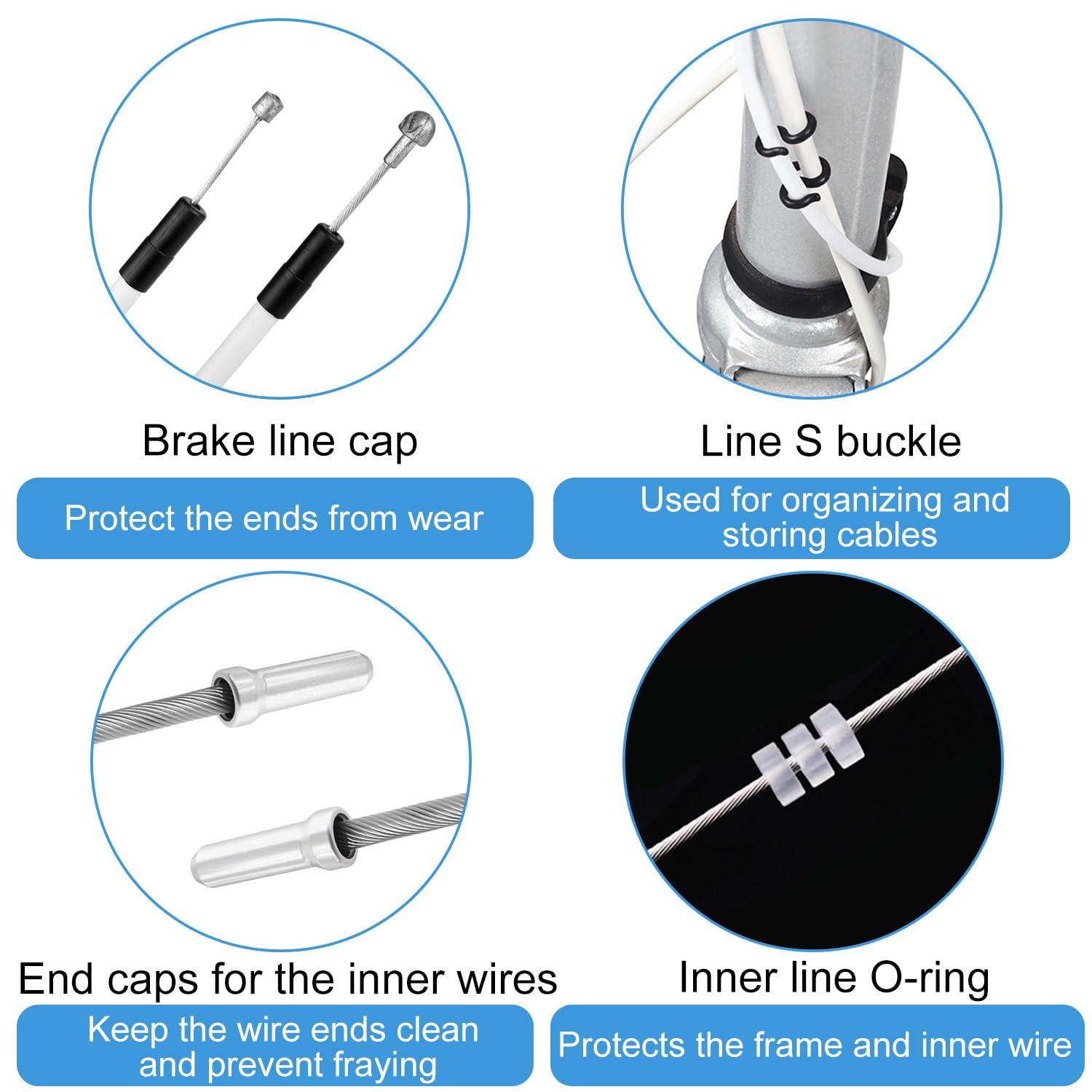 Fahrrad Bremszüge Set Komplett - Für Vorder- Und Hinterradbremse In Weiß