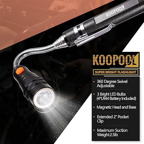 Miniatura 10 de Juego de herramientas de recogida magnética telescópica, linterna magnética extensible con espejo de inspección, genial idea de regalo y regalos de