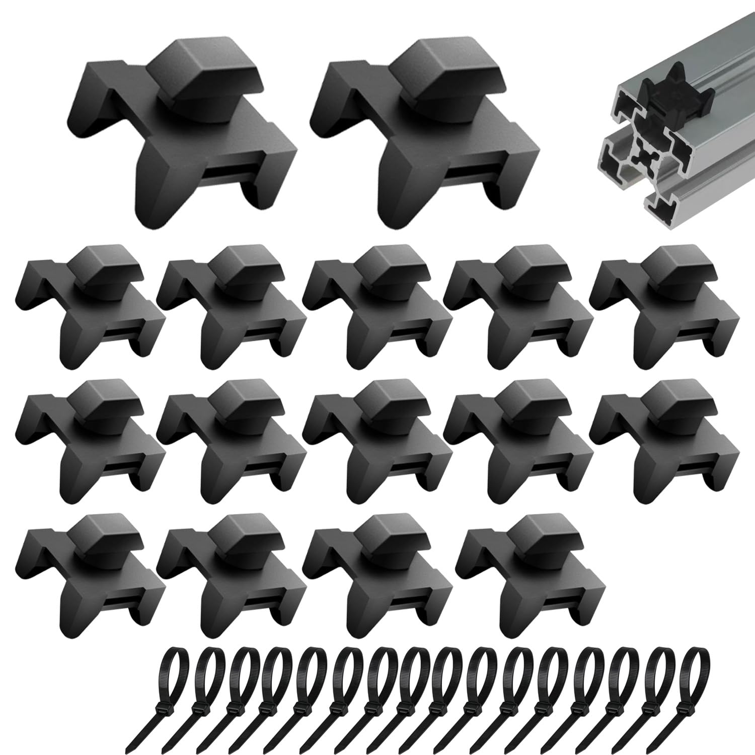 16 Clips de Ranura para Cables 15.7 x 7 mm Clips de Cable para Perfiles de Aluminio Negro Abrazaderas para Perfil de Aluminio para Perfil Estándar Europeo 4040 Para Uso Industrial y Doméstico