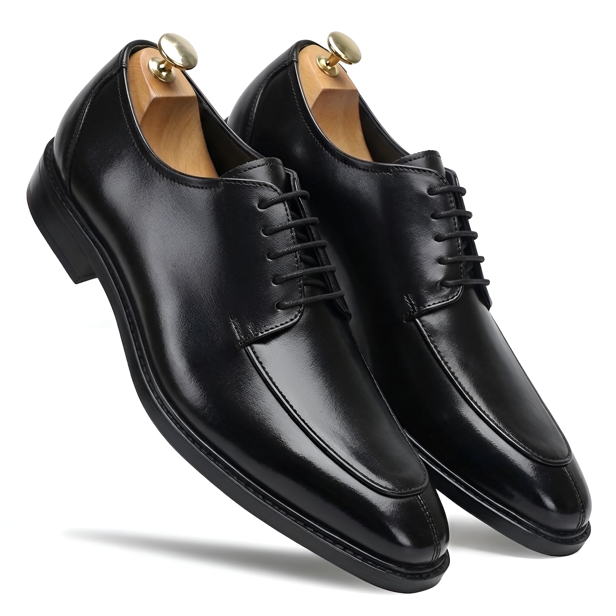 Men's Genuine Leather Moc Toe Formal Lace-Up Shoes | Classic Derby Style | Formal Office, Business-image-34
