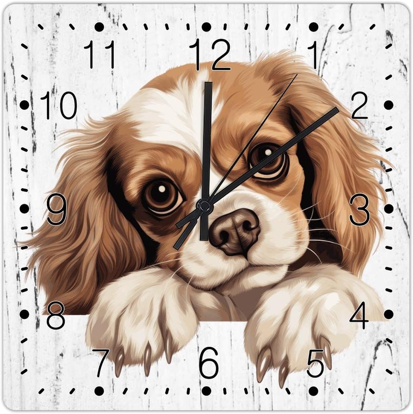 Harrier Wooden Wall Clock Harrier Cute Funny Peeking Dog Puppy Clock Funny Dog Animal Home Decorative Clocks Silent Non Ticking Battery Operated Wall Clocks for Home Bar Coffee 12x12in