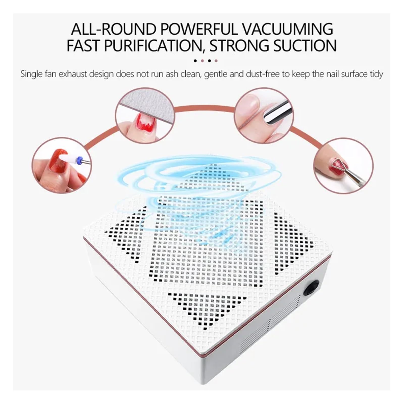 MRKU Aspirateur à poussière pour Ponceuse à Ongles avec Filtre Lavable, Faible Niveau sonore, Ventilateur 60 W pour manucure et pédicure
