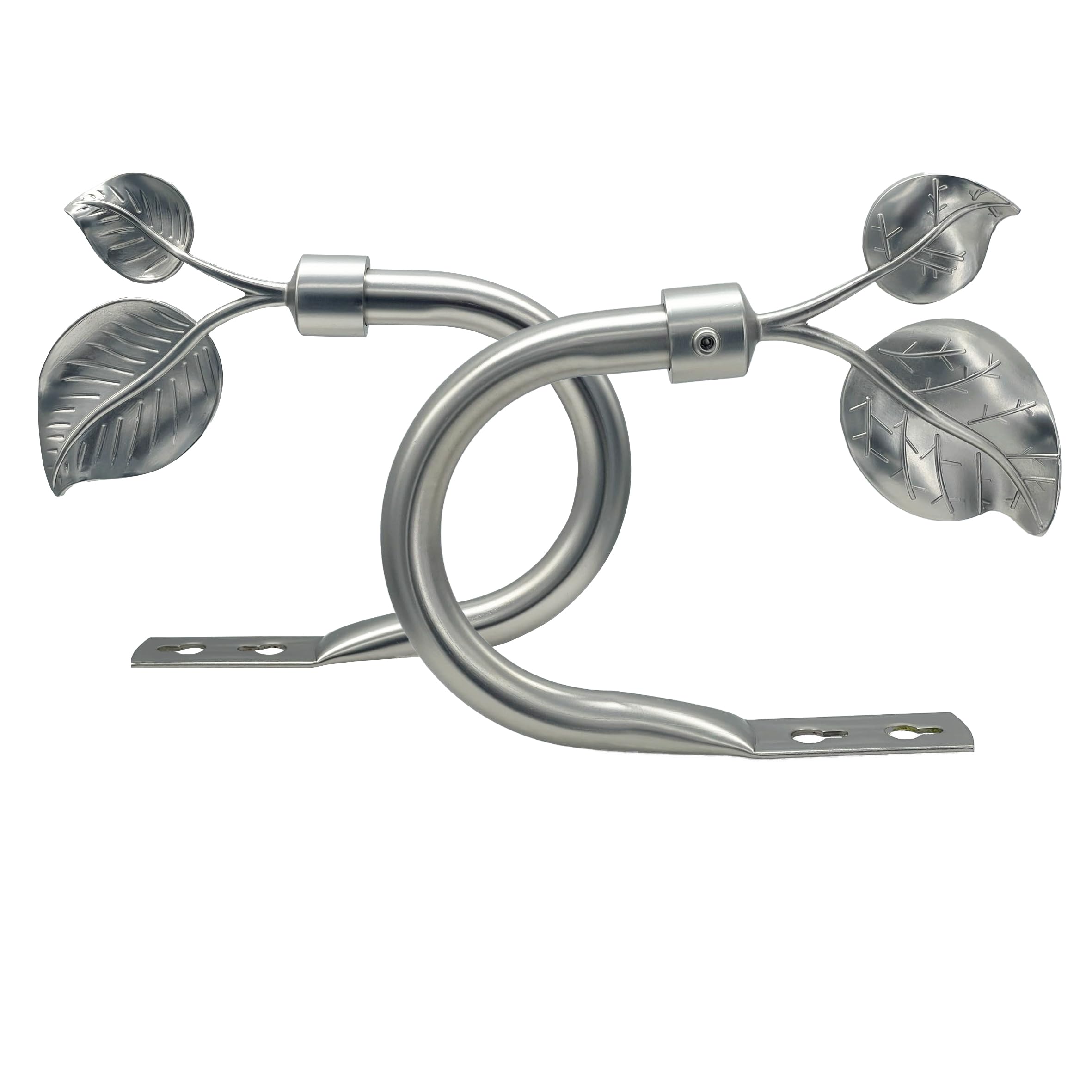 CasaARNO Curtain Holdbacks Leaf Shaped Set of 2 Wall Mounted Window Drapery Metal Holdback Hooks for Living Room Bedroom and More Satin Nickel