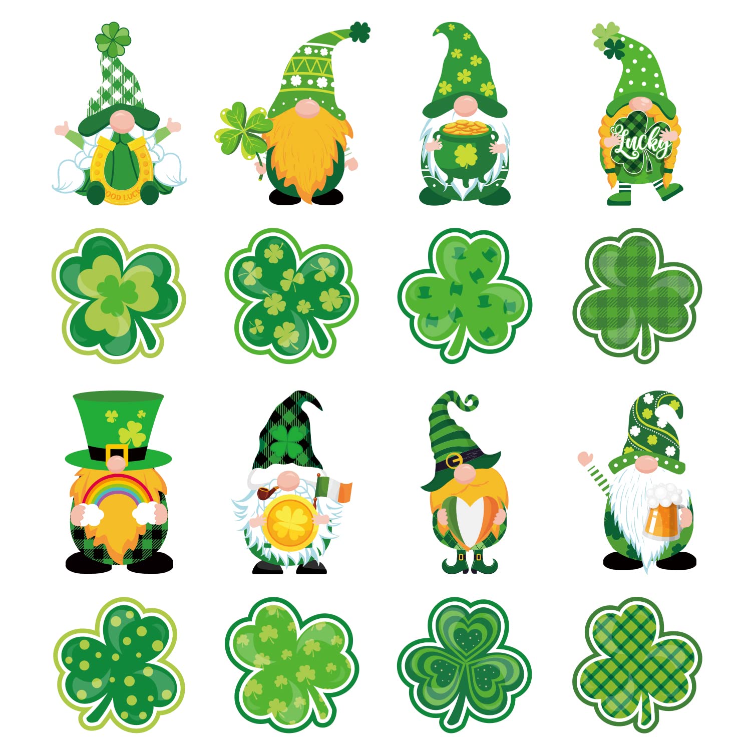Découpes de la Saint Patrick et gnomes trèfles verts pour animer vos murs et buffets de fête
