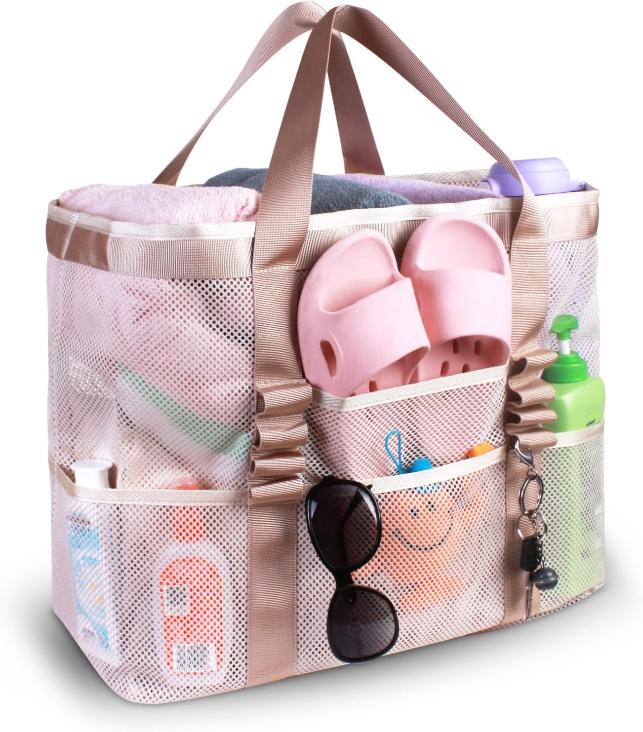 Large Mesh Beach Bag – Lightweight Beach Tote with 9 Pockets, Beach Bag for Women, Men, Family Essentials - Image 8