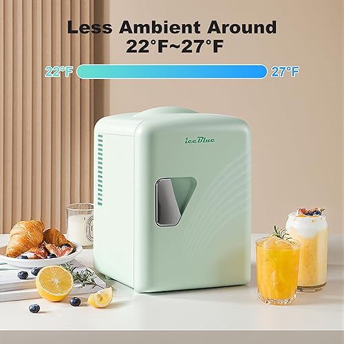 Miniatura 2 de Iceblue Mini nevera, refrigerador pequeño retro de 4 litros/6 latas, enchufe de CA y cargador de coche de 12 V, refrigerador pequeño compacto y
