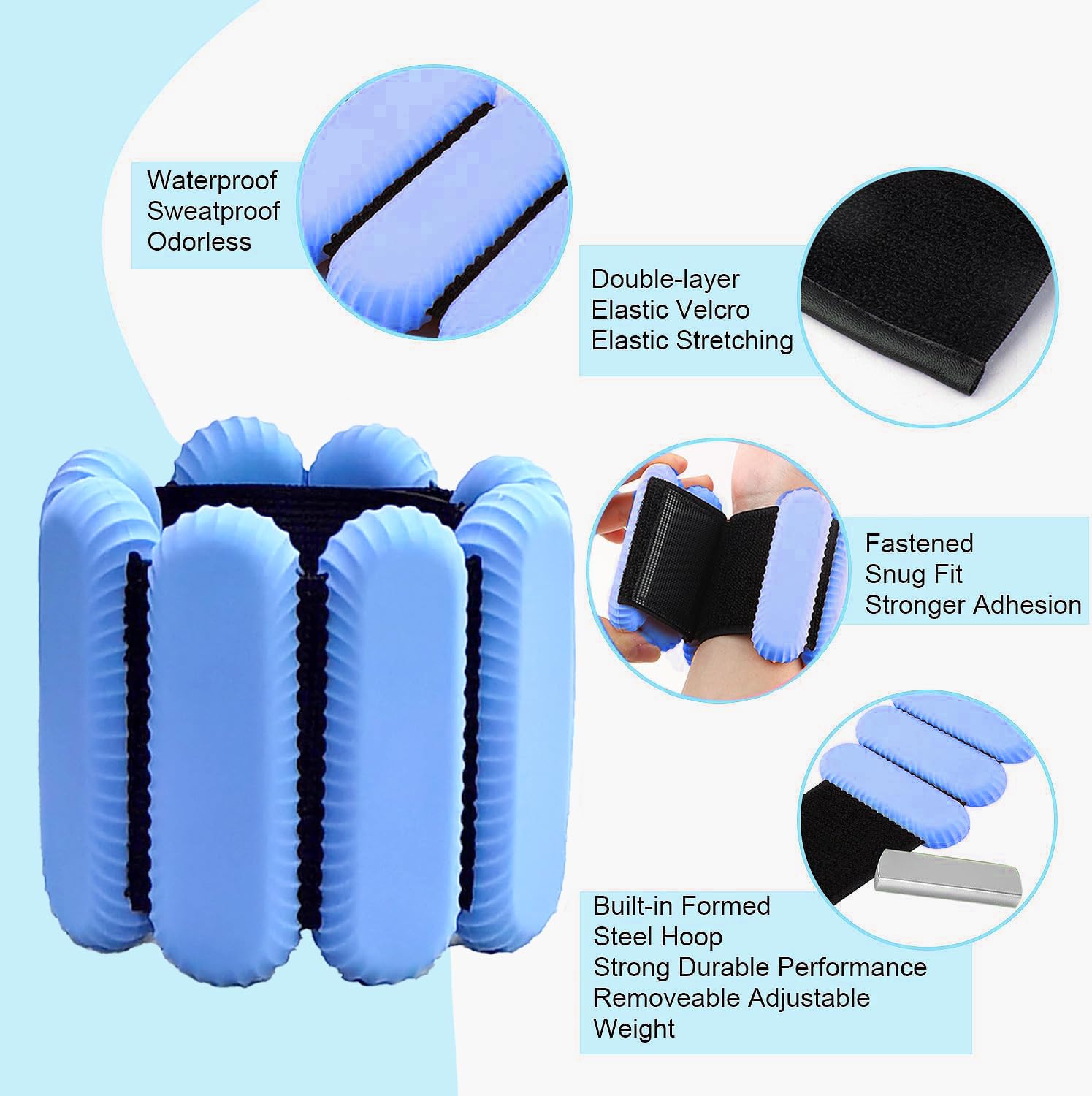 Poids De Cheville 0,5kg Lot De 2 - Pour Fitness, Marche, Yoga - Sangle Réglable Velcro - Bleu