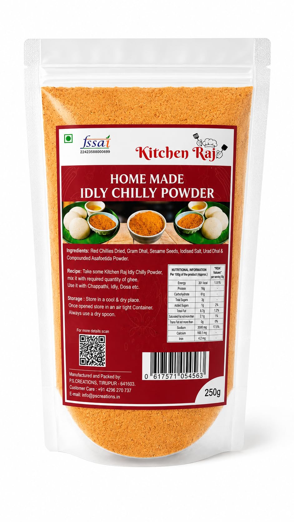 Kitchen Raj Homemade Idly Chilly Powder, 100% Natural, No Preservatives, 250g-image-35