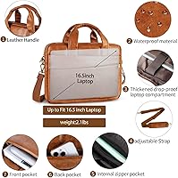 Vista 69 de Bolsa de mensajero para hombre de 17.3 pulgadas de lona/cuero para portátil, mochila para hombre, maletín para computadora, bolsa de hombro Marrón