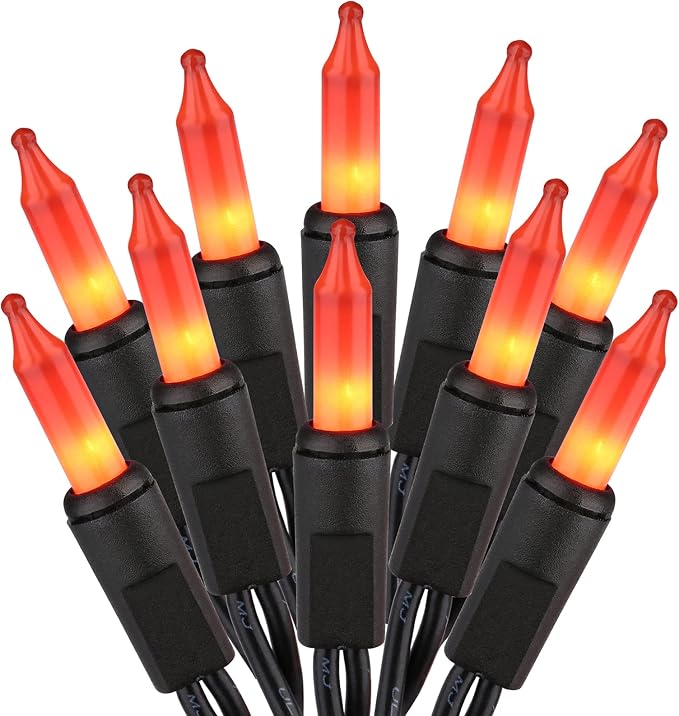 ODEETRONIC Orange Halloween Lights Outdoor, 21.63 ft 100 Count Incandescent