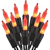 ODEETRONIC Orange Halloween Lights, 21.63ft 100 Count Orange Incandescent Lights, 120V UL Certified Mini Light Connectable, Amber Incandescent Halloween Light Waterproof for Tree Indoor Outdoor Room
