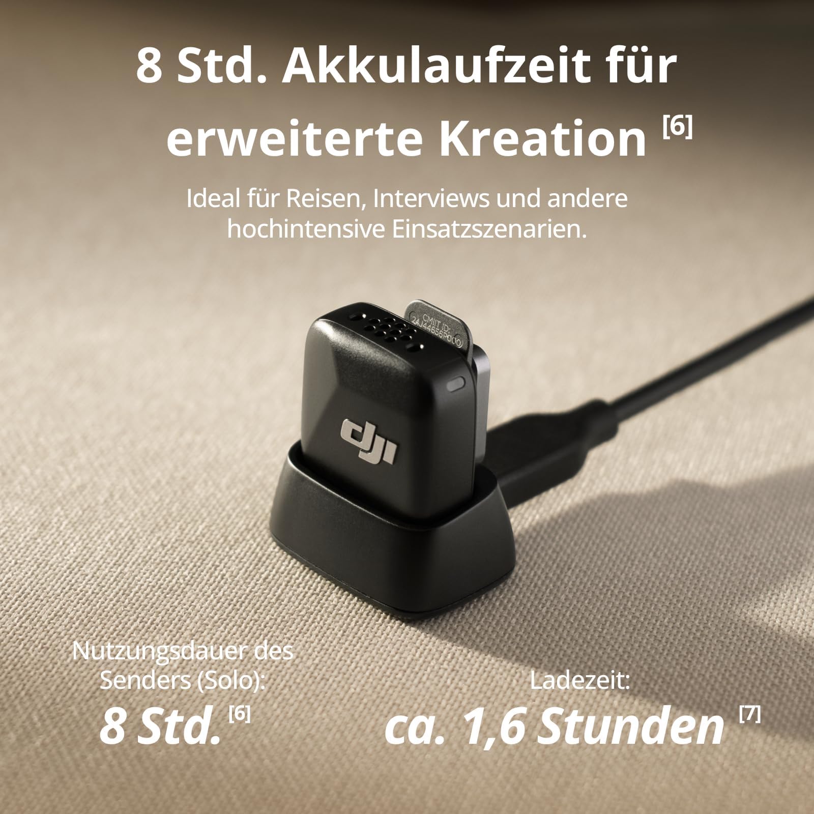 DJI Mic Mini Sender Mikrofon (Infinity Schwarz), Ultraleicht, OsmoAudio, Geräuschunterdrückung, Wireless Mikrofon für Handy/Kamera, iPhone, Android, Vlog, YouTube