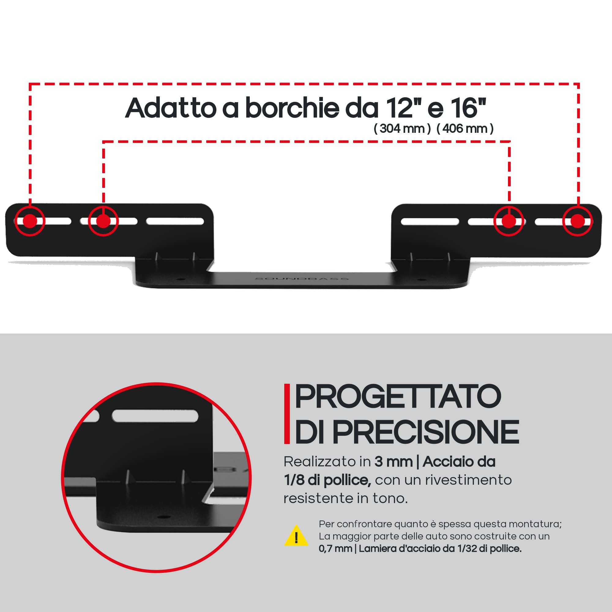 Supporto Soundbar Soundbass per Sonos Beam, Compatibile con Sonos Beam Sound Bar di Prima e Seconda Generazione, Include Tutto l'Hardware di Montaggio Necessario, Staffa di Montaggio, Nero