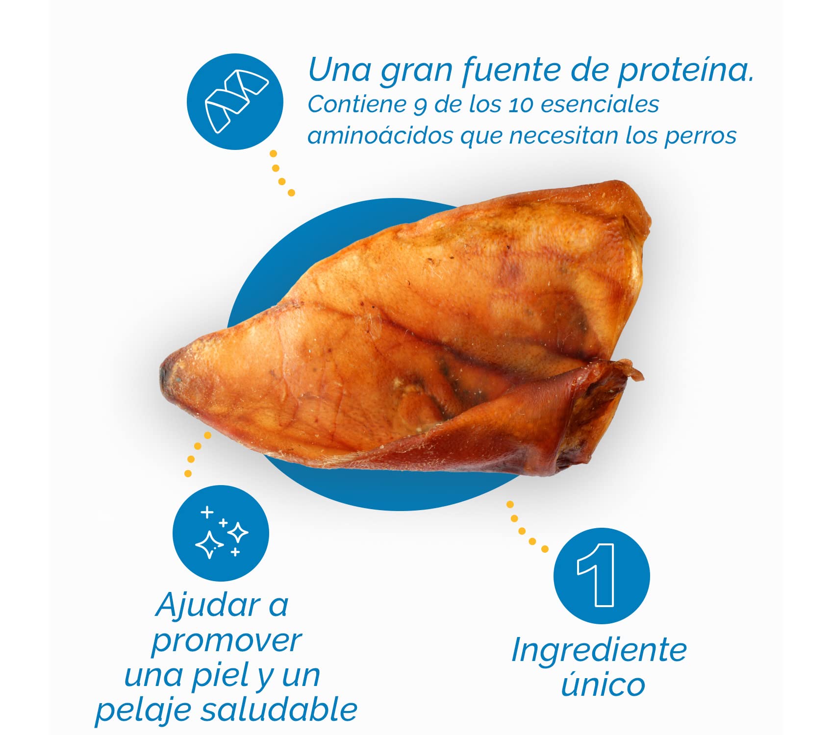 123 Treats Orejas de Cerdo Enteras para Perros masticables - Orejas de Cerdo 100% Naturales golosinas para Perros (100 Unidades)
