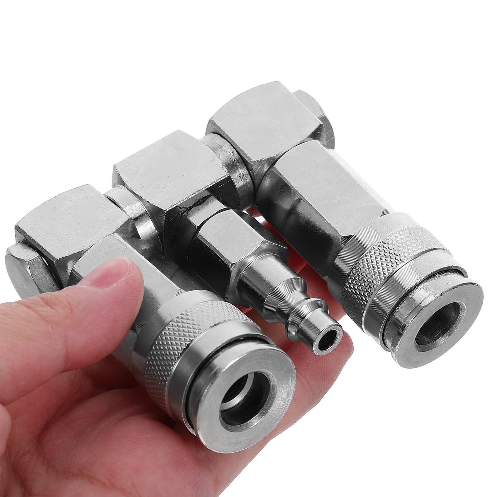 Raccordo Girevole Funzione di Sfiato 2 in al Carbonio Argento e Resistenza all Usura per Spazi Stretti e Impianti Pneumatici Complessi