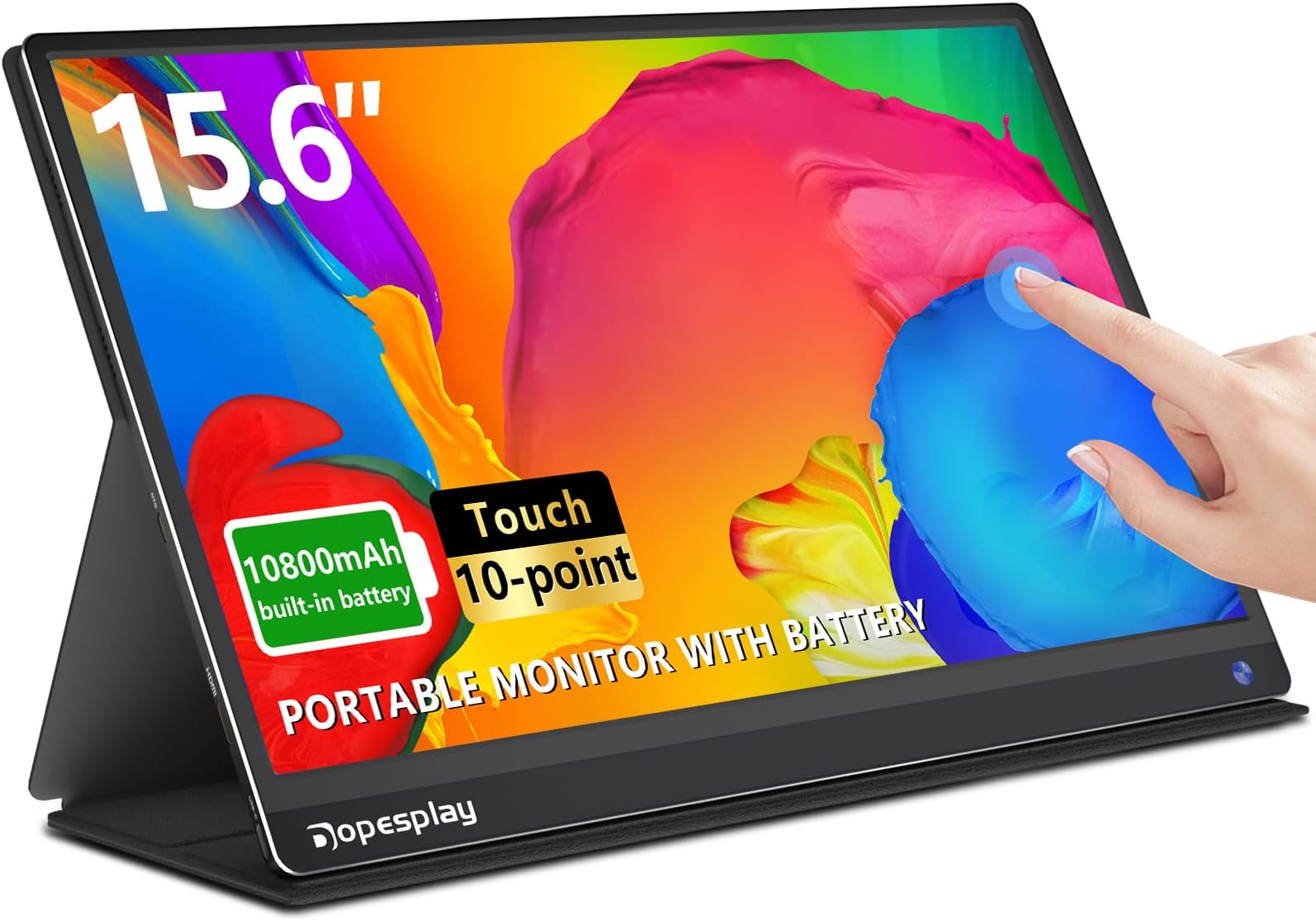 Dopesplay 15.6" FHD 1080P Portable Touchscreen Monitor, 10800mAh Battery, Compatible with Laptop, PC, Mac, PS4/5, Xbox, Switch (NO Touch on iPhone)