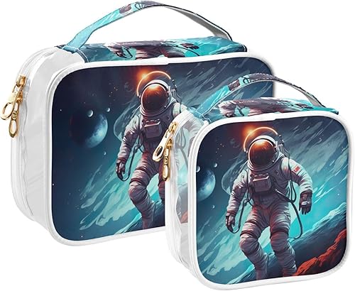 Miniatura 2 de Moon Astronaut Clear Toiletry Bag for Traveling,2 Pack Makeup Cosmetic Bag with Zipper,Travel Bag for Toiletries,Travel Essentials 21214401