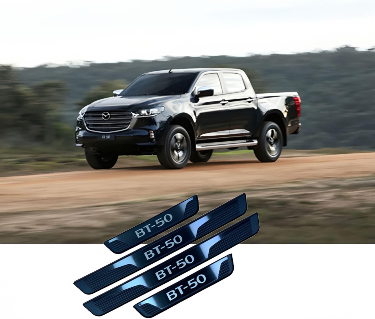 Door Sill Protector for Mazda BT-50 BT50 2025-2015 Accessories ABS Door Entry Trim Guard Mirror-Like Finish Kick Panels 4 Pcs Set