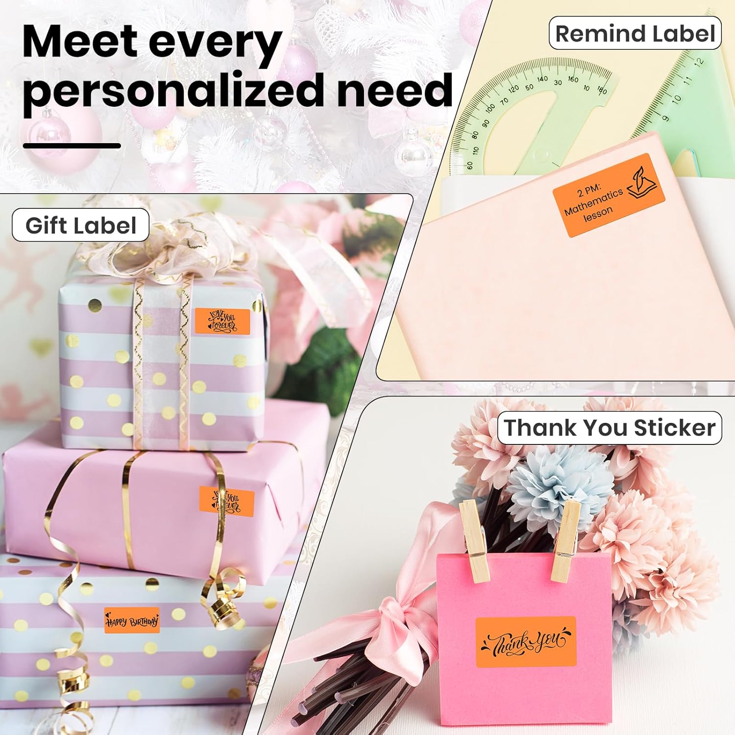 Orange Thermal Labels 1 × 2 Inch Vinyl Waterproof Stickers Self-Adhesive Address Decals Compatible with M110/M220 350 PCS - Image 7