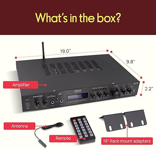 Miniatura 9 de Pyle Receptor amplificador Bluetooth de montaje en rack de 5 canales, amplificador de cine en casa, amplificador de altavoz, transmisión inalámbrica