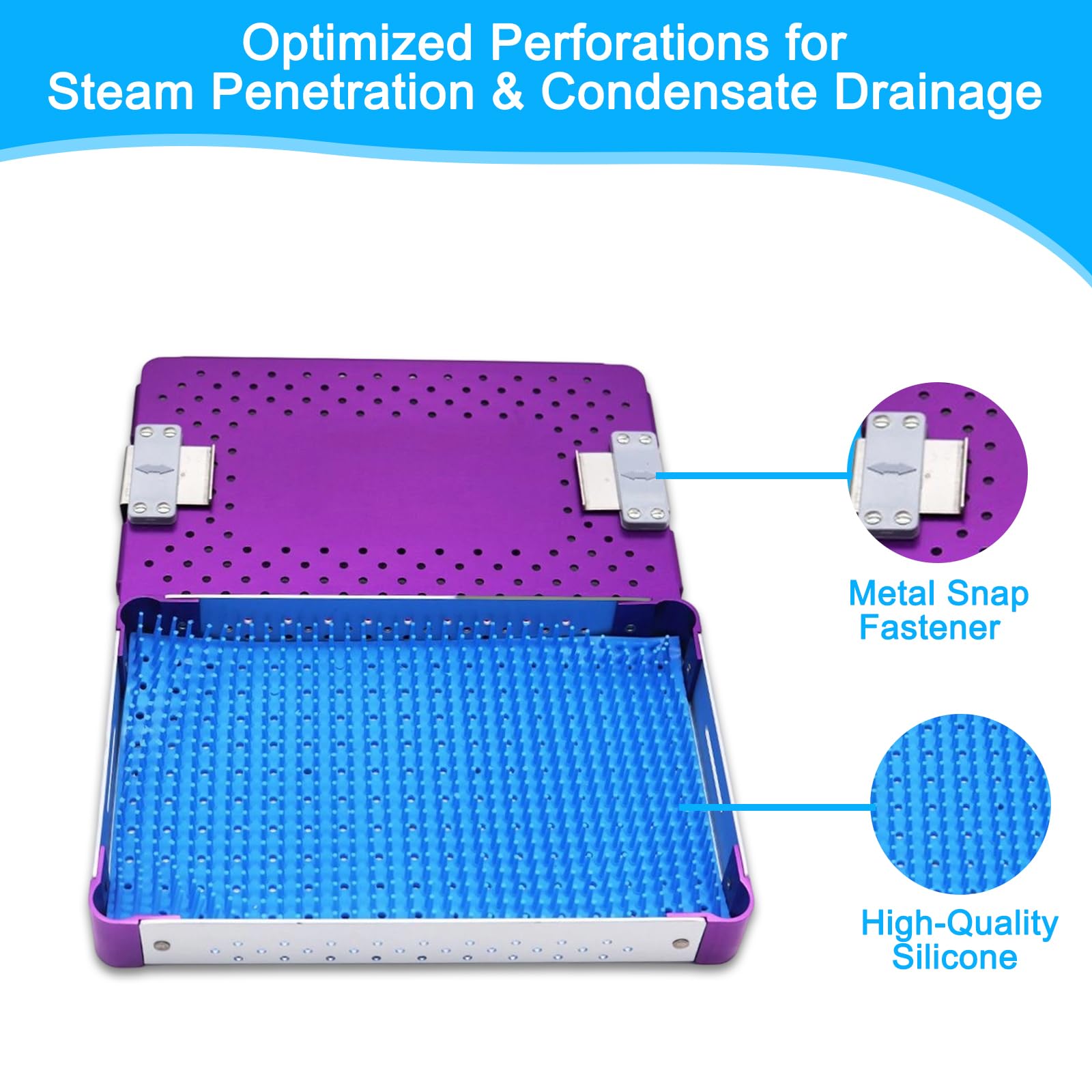 Valigetta per la sterilizzazione di strumenti chirurgici in lega di alluminio - Vassoio di sterilizzazione autoclavabile con tappetino in silicone per strumenti oftalmici e microchirurgici