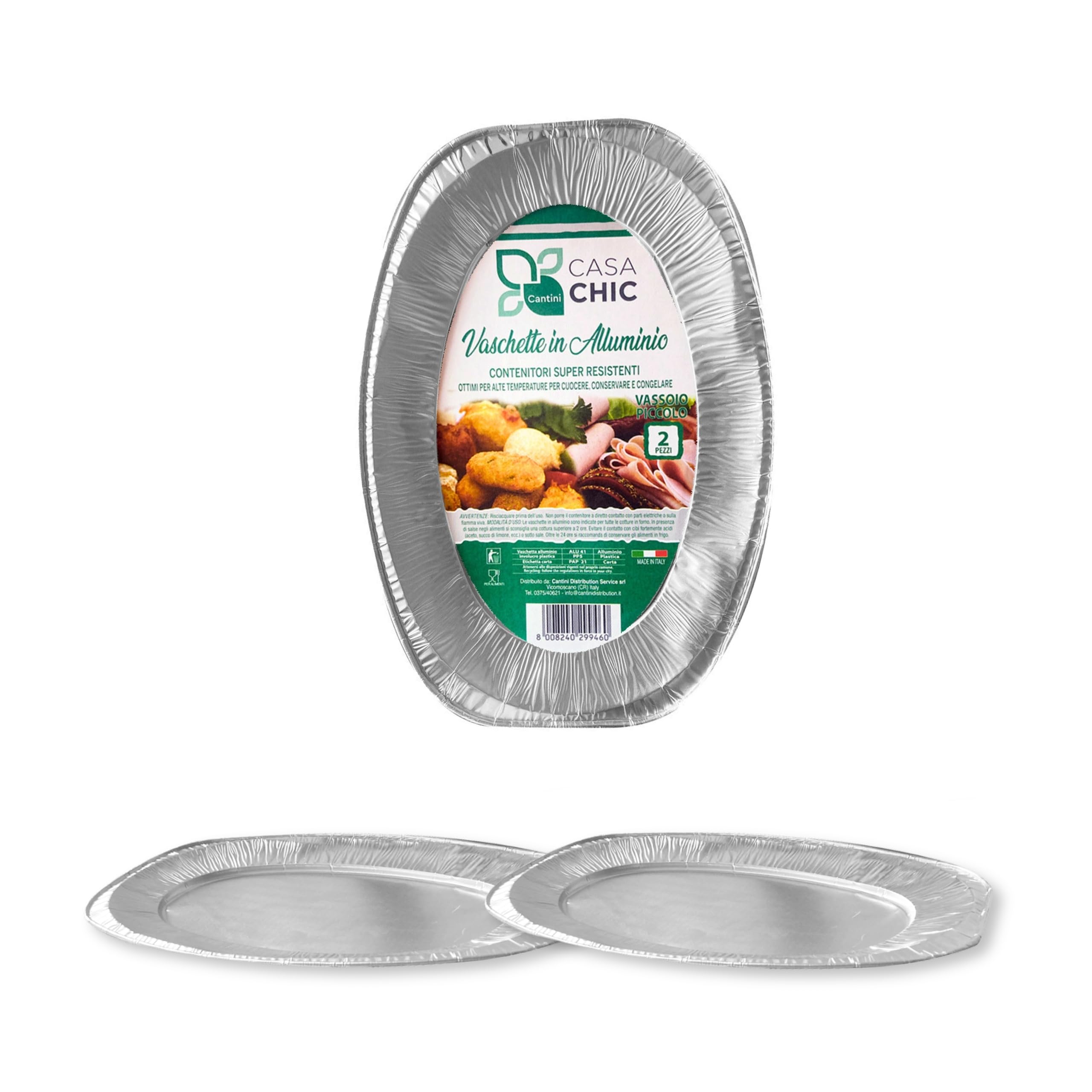 CasaChic Aluminium Container Small Tray, Pack of 2 – Disposable Baking Trays for Serving and Baking (35 x 24 x 1.5 cm)