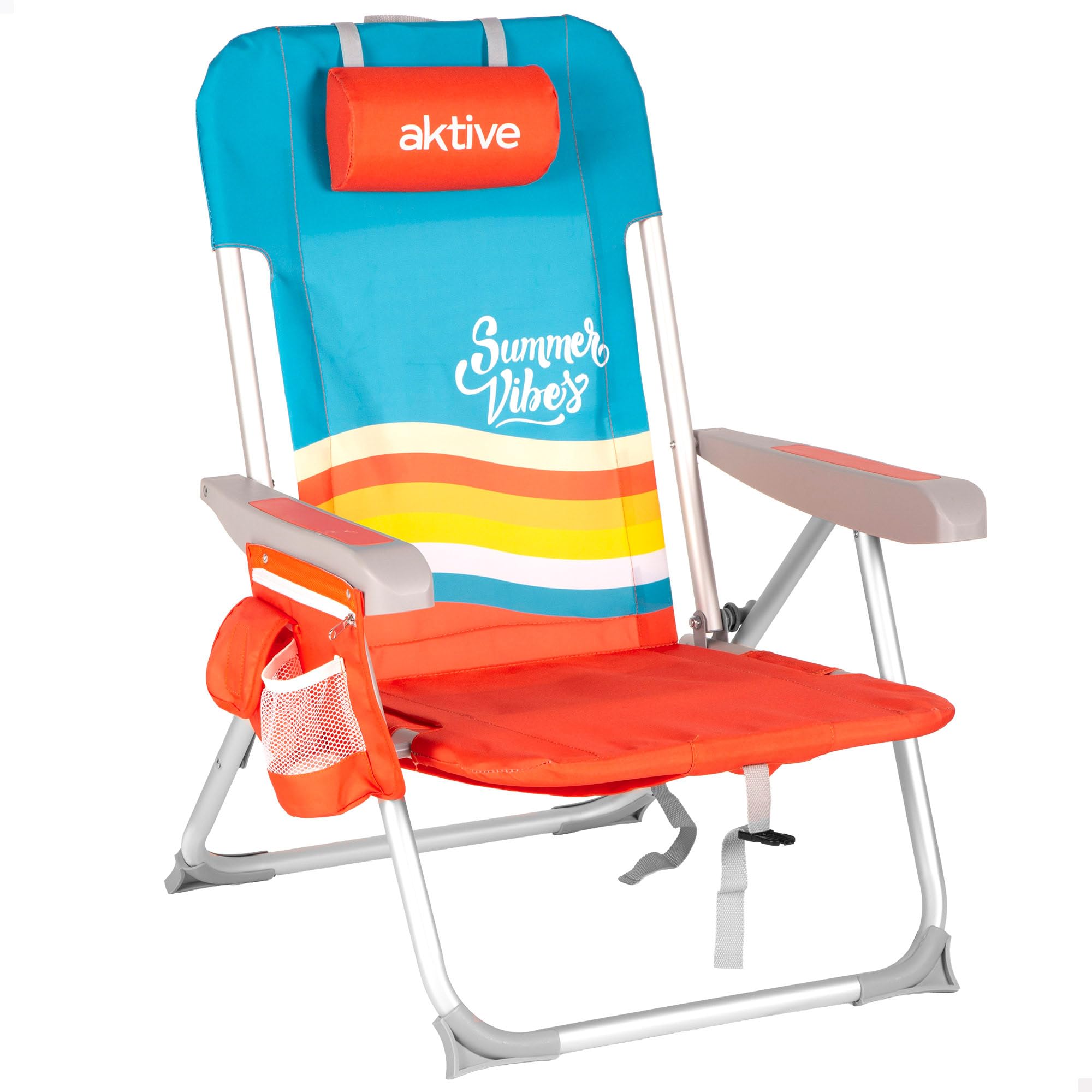 AKTIVE Chaise de Plage Pliable, Multicolore, 48 x 58 x 76 cm, Multi-Positions (62509)