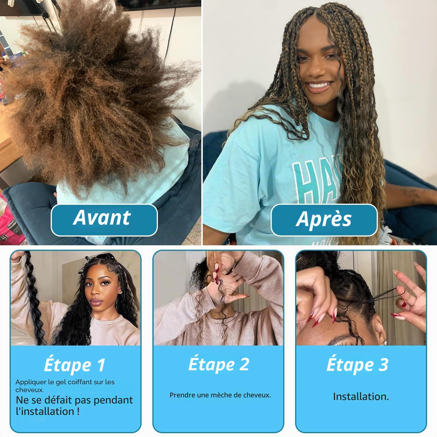 26 26 26 Pouce Deep Wave Bulk hair for Braiding P4/27 Light Blonde Cheveux humains 3 Bundles/Pack No Weft Premium Braiding Hair Extensions for Boho Braids With Minimal Tangle